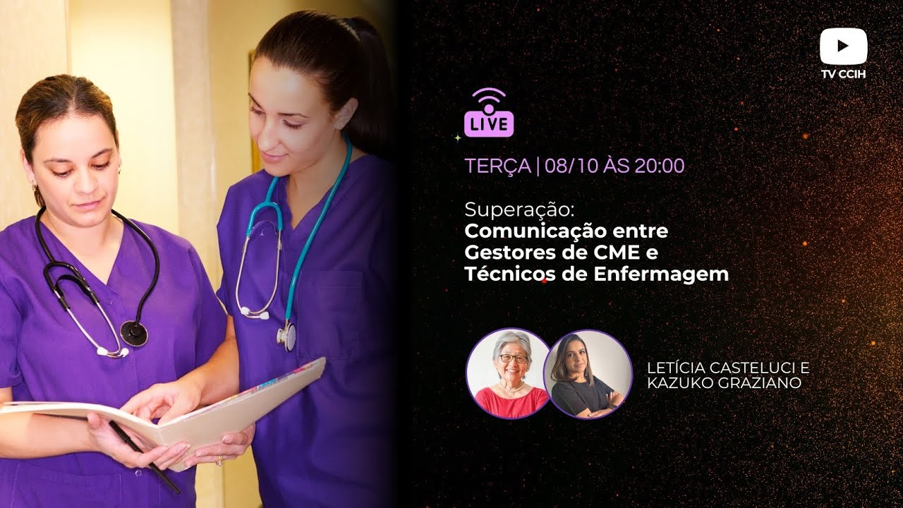 Nesta live imperdível, receberemos a Enfermeira Letícia Casteluci, especialista em CME e fundadora do CME Descomplica, ao lado da Professora Kazuko Graziano, uma das maiores referências em práticas de esterilização. O tema central será a comunicação entre gestores de CME e técnicos de enfermagem, um aspecto crucial para garantir a eficiência, segurança e qualidade no reprocessamento de materiais hospitalares. A comunicação eficaz no CME é fundamental para assegurar que todos os membros da equipe estejam alinhados, compreendam claramente suas funções e responsabilidades, e estejam cientes de quaisquer mudanças ou atualizações nos protocolos de esterilização. Participe para conhecer estratégias de comunicação assertiva e entender como elas podem impactar diretamente o desempenho das equipes e a segurança dos pacientes. Moderação Beatriz Grion e Tadeu Fernandes.