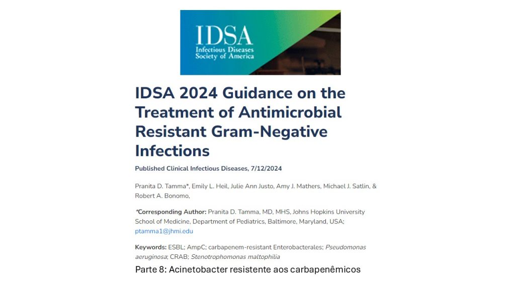 IDSA 2024 – Acinetobacter resistente aos carbapenêmicos