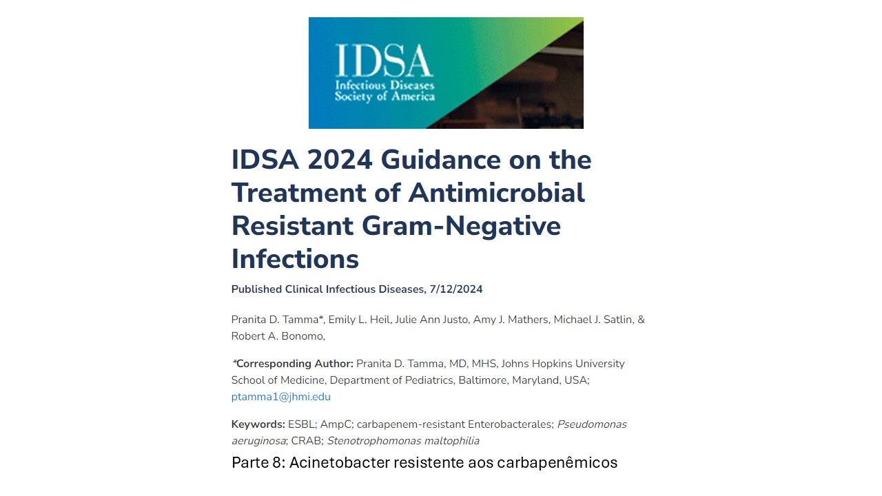 IDSA 2024 – Acinetobacter resistente aos carbapenêmicos